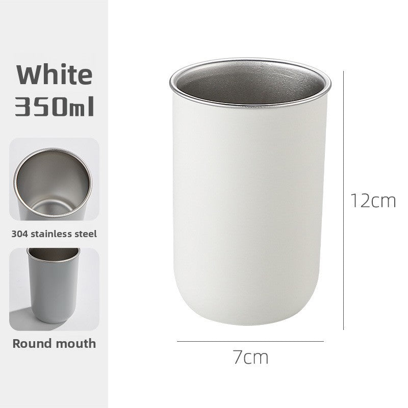 Stainless Steel Toothbrushing Cup – Minimalist Brushed Metal Mouthwash Tumbler for Couples, Kids & Daily Use