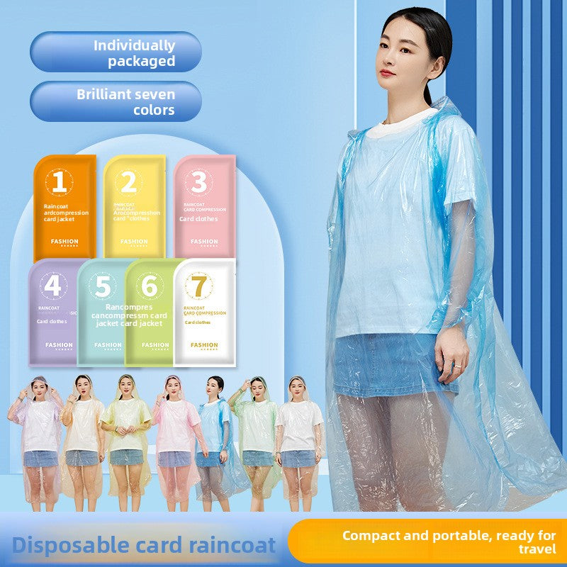 Disposable raincoat portable large thickened extended waterproof card raincoat poncho for outdoor travel and rafting in scenic areas