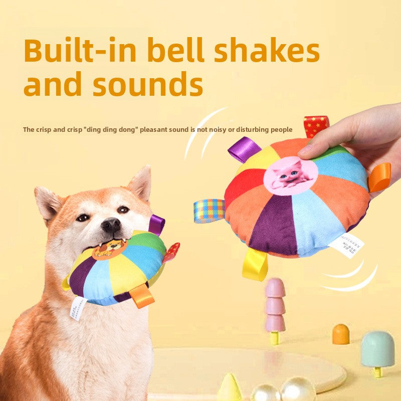 Interactive Dog Sound Toy 🐶🎶 – Colorful Chew-Resistant Plush Frisbee for Fetch, Training & Play