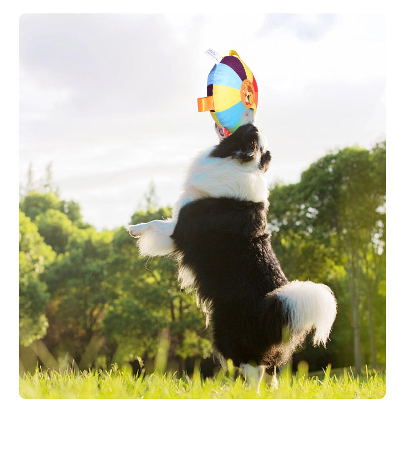 Interactive Dog Sound Toy 🐶🎶 – Colorful Chew-Resistant Plush Frisbee for Fetch, Training & Play