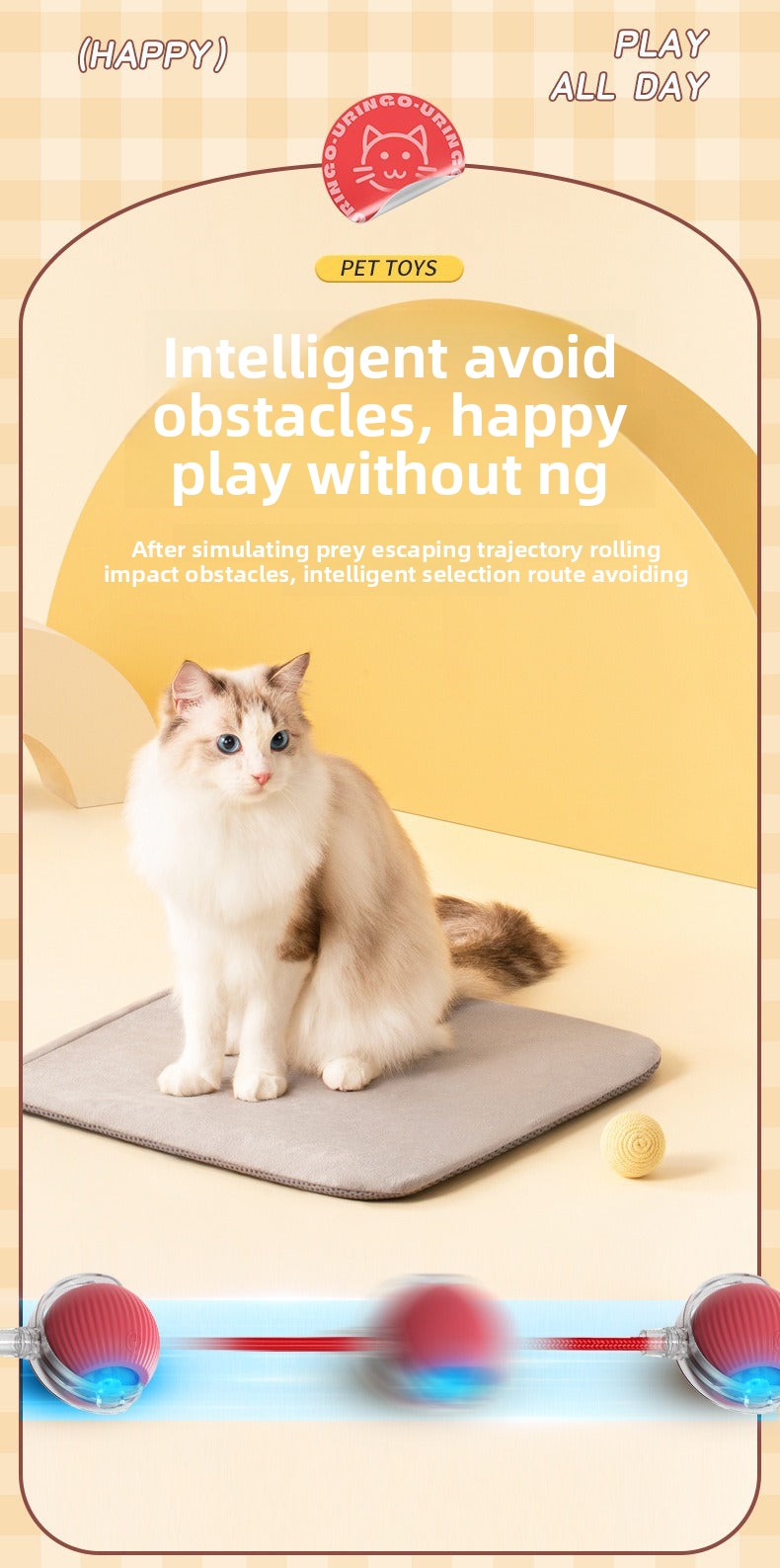 Automatic Interactive Dog & Cat Toy Ball – Durable Smart Rolling Ball for Self-Entertainment & Exercise