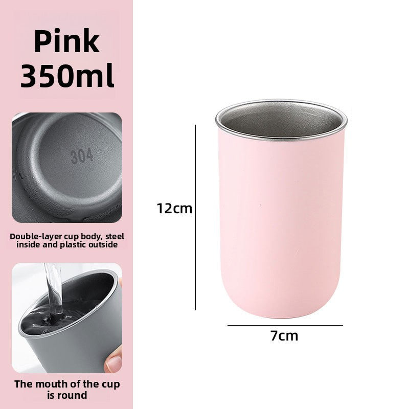 Stainless Steel Toothbrushing Cup – Minimalist Brushed Metal Mouthwash Tumbler for Couples, Kids & Daily Use