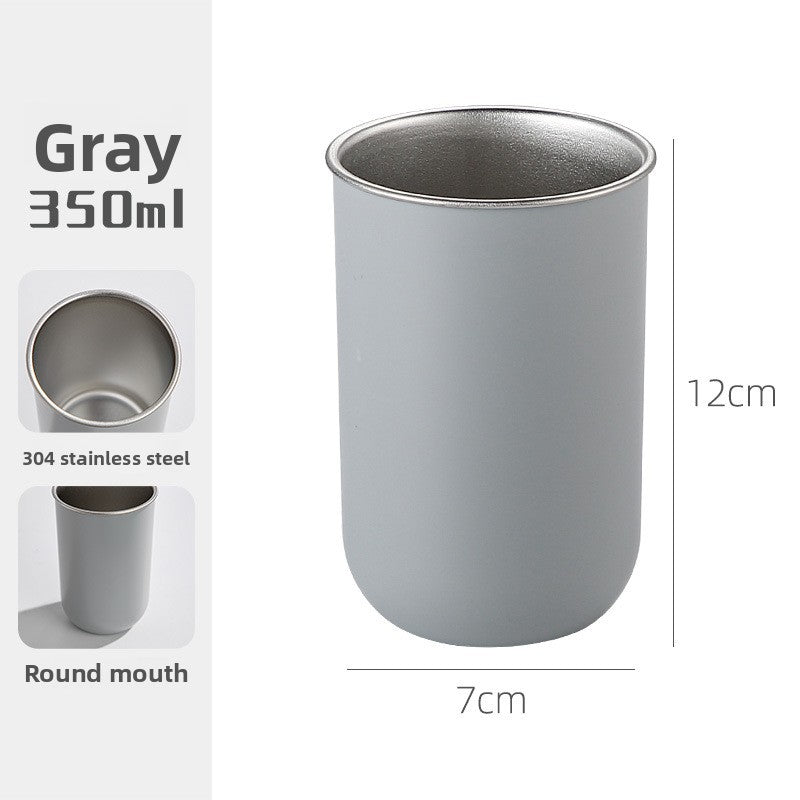 Stainless Steel Toothbrushing Cup – Minimalist Brushed Metal Mouthwash Tumbler for Couples, Kids & Daily Use