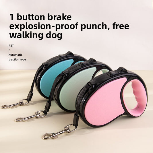 Retractable Dog Leash with One-Button Brake, Explosion-Proof Traction Belt for Small & Large Dogs