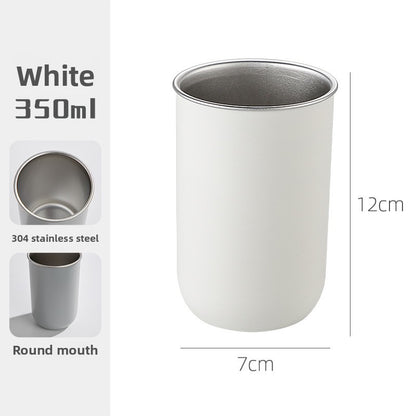 Stainless Steel Toothbrushing Cup – Minimalist Brushed Metal Mouthwash Tumbler for Couples, Kids & Daily Use