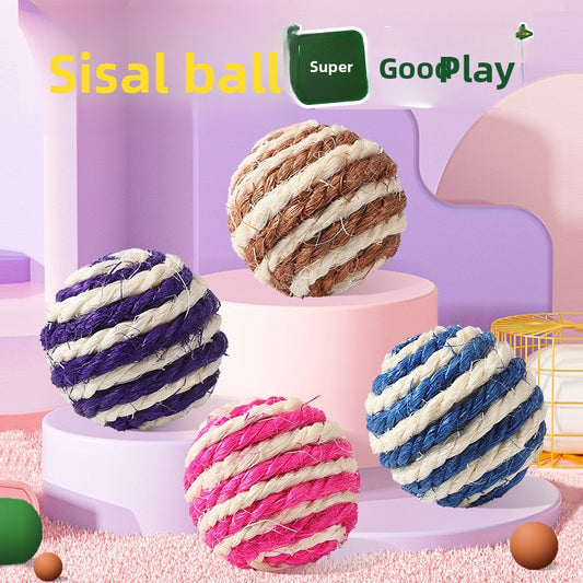 Sisal Cat Toy Ball – Interactive Chew & Play Toy for Cats, Boredom Relief, Teeth Cleaning, Stress Reduction