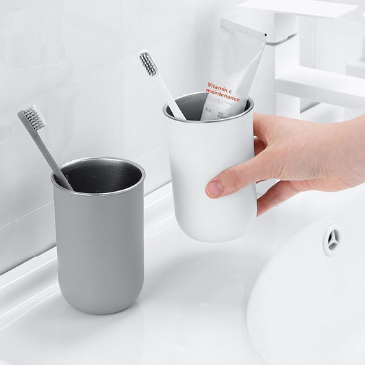 Stainless Steel Toothbrushing Cup – Minimalist Brushed Metal Mouthwash Tumbler for Couples, Kids & Daily Use